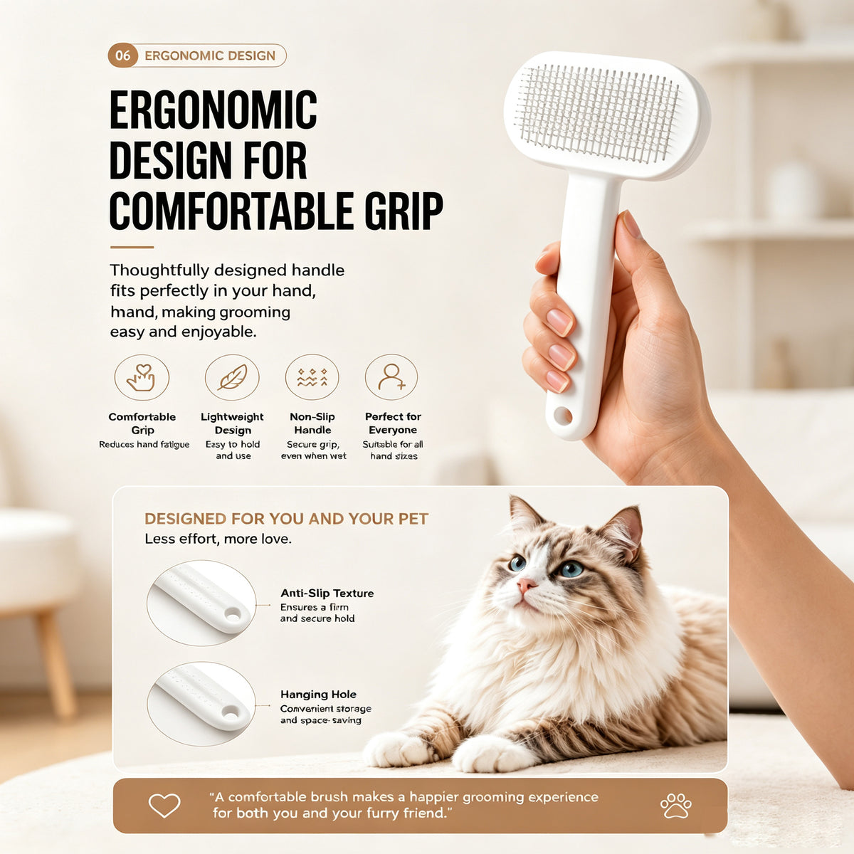 Self-Cleaning Slicker Brush for Cats & Dogs