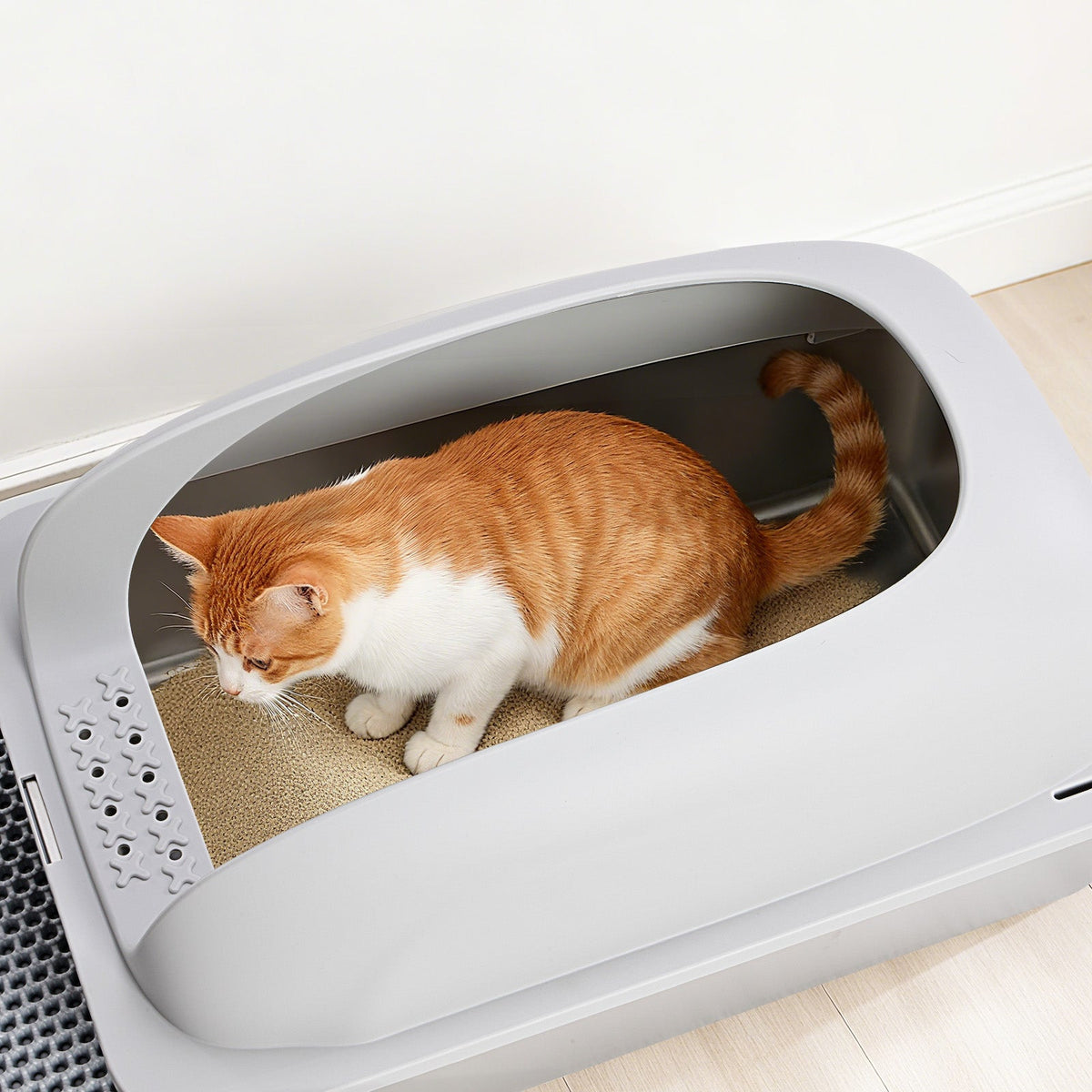 Stainless steel litter box, second view