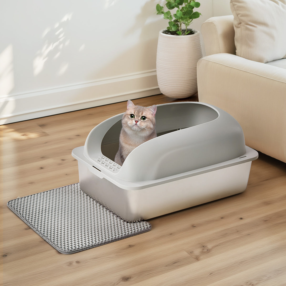Stainless Steel Cat Litter Box with Lid photo 3