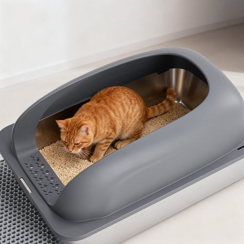 Stainless steel litter box with lid (in the kit)