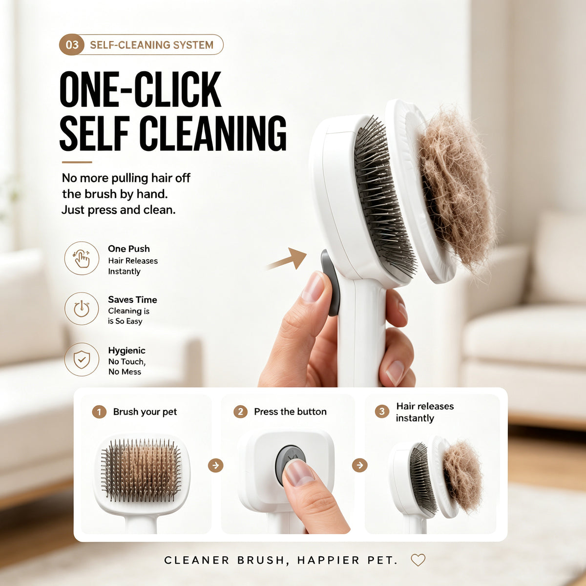 Self-Cleaning Slicker Brush for Cats & Dogs