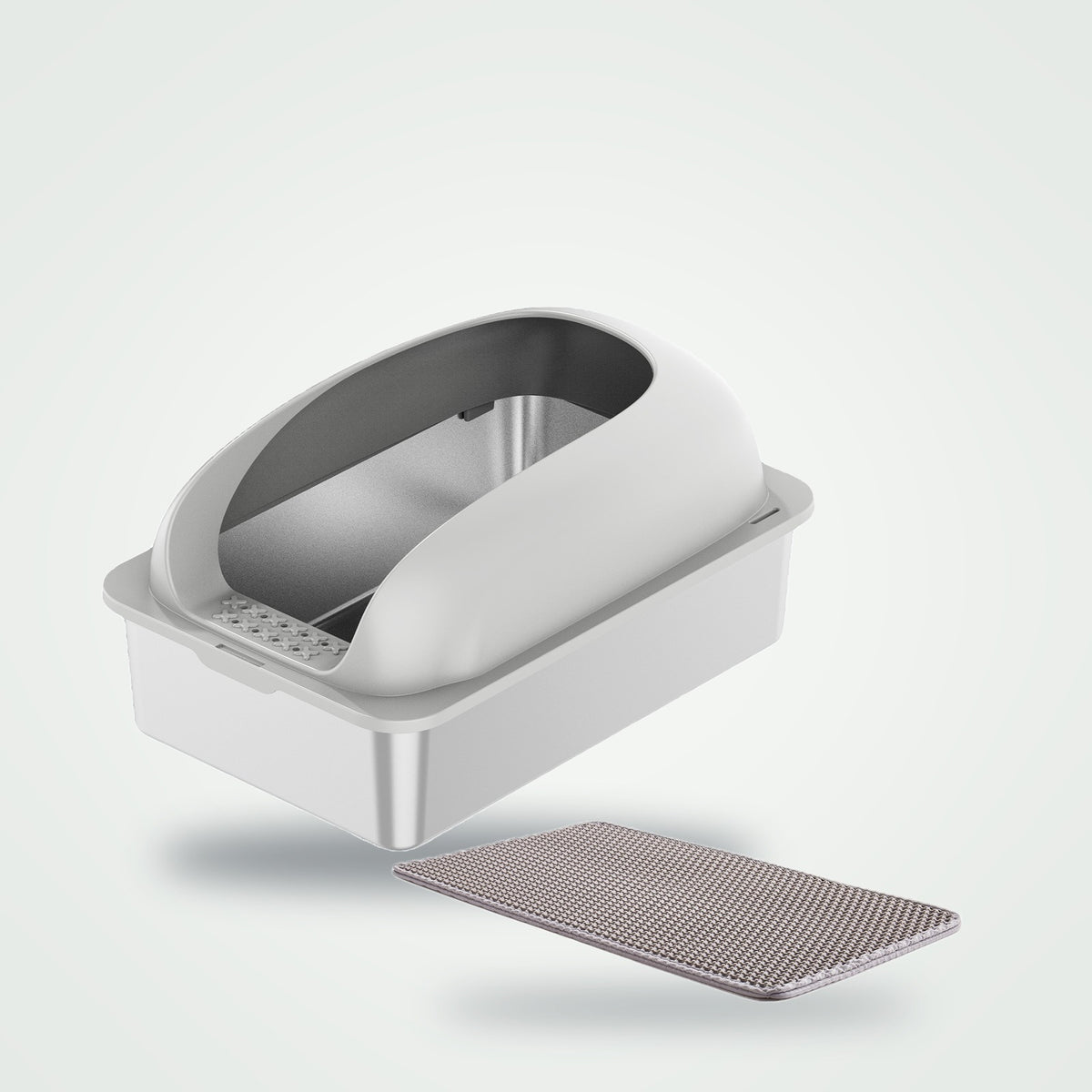 Clean Litter Setup kit: stainless steel litter box and double-layer litter mat
