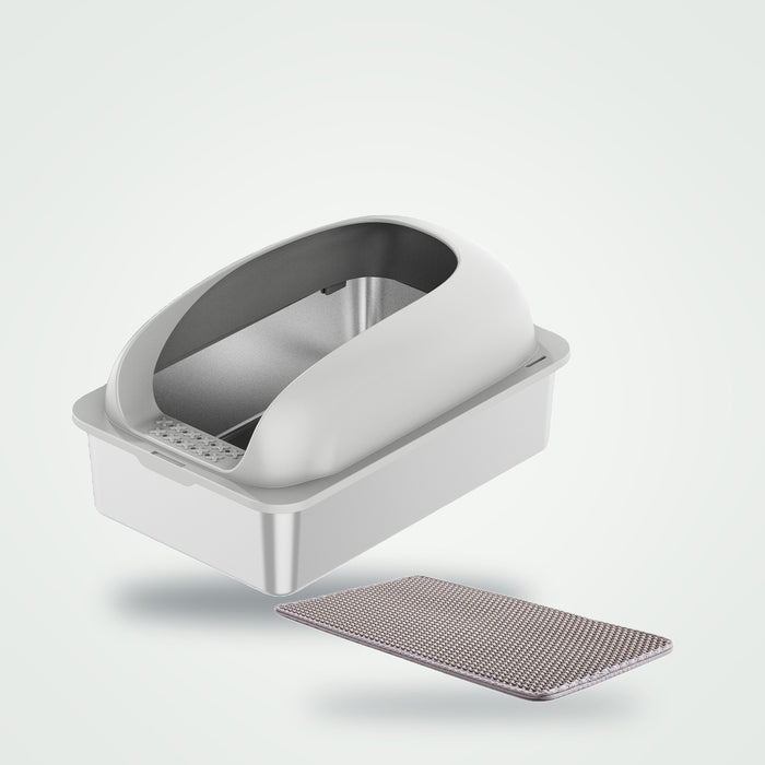 Clean Litter Setup kit: stainless steel litter box and double-layer litter mat